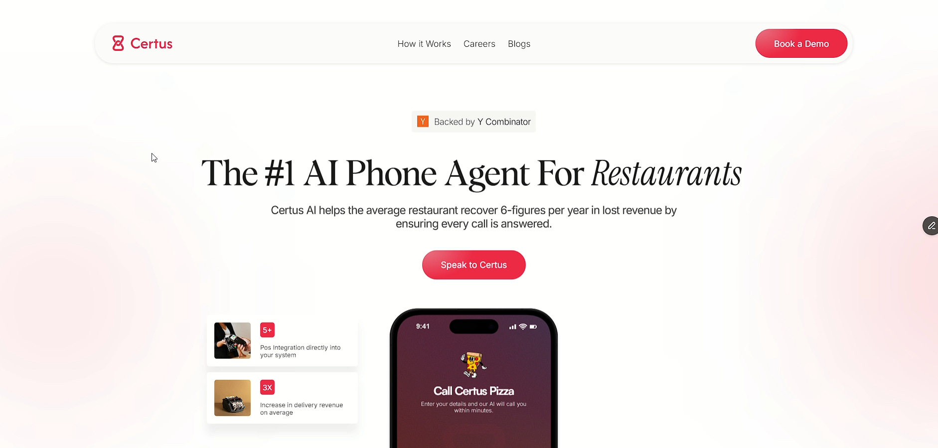Certus AI website before the redesign
