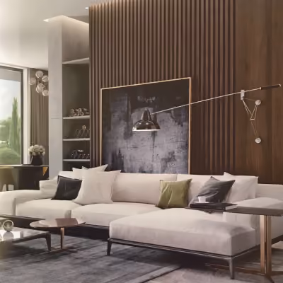 Elegant contemporary living room with refined interior finishes