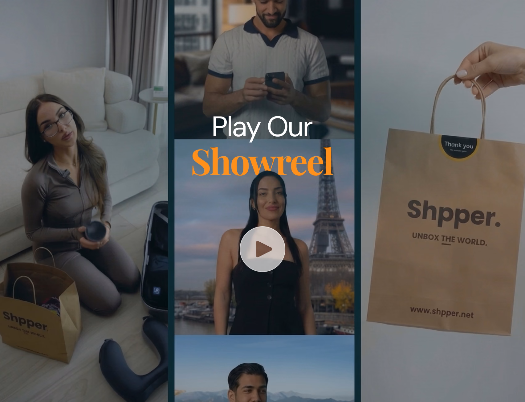 Play our AlCaz Media showreel: a collage of client campaigns, creators, and Shpper.