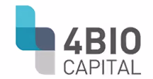 4BIO Capital logo with layered abstract shapes in teal, dark blue, and gray forming a plus sign to the left of the company name.