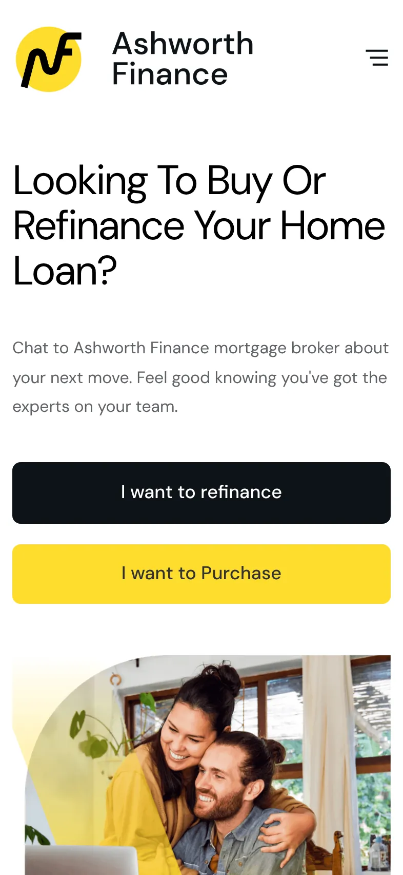 Ashworth Finance website, mobile view