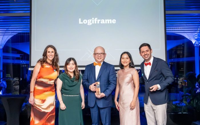 Logiframe team at an award event