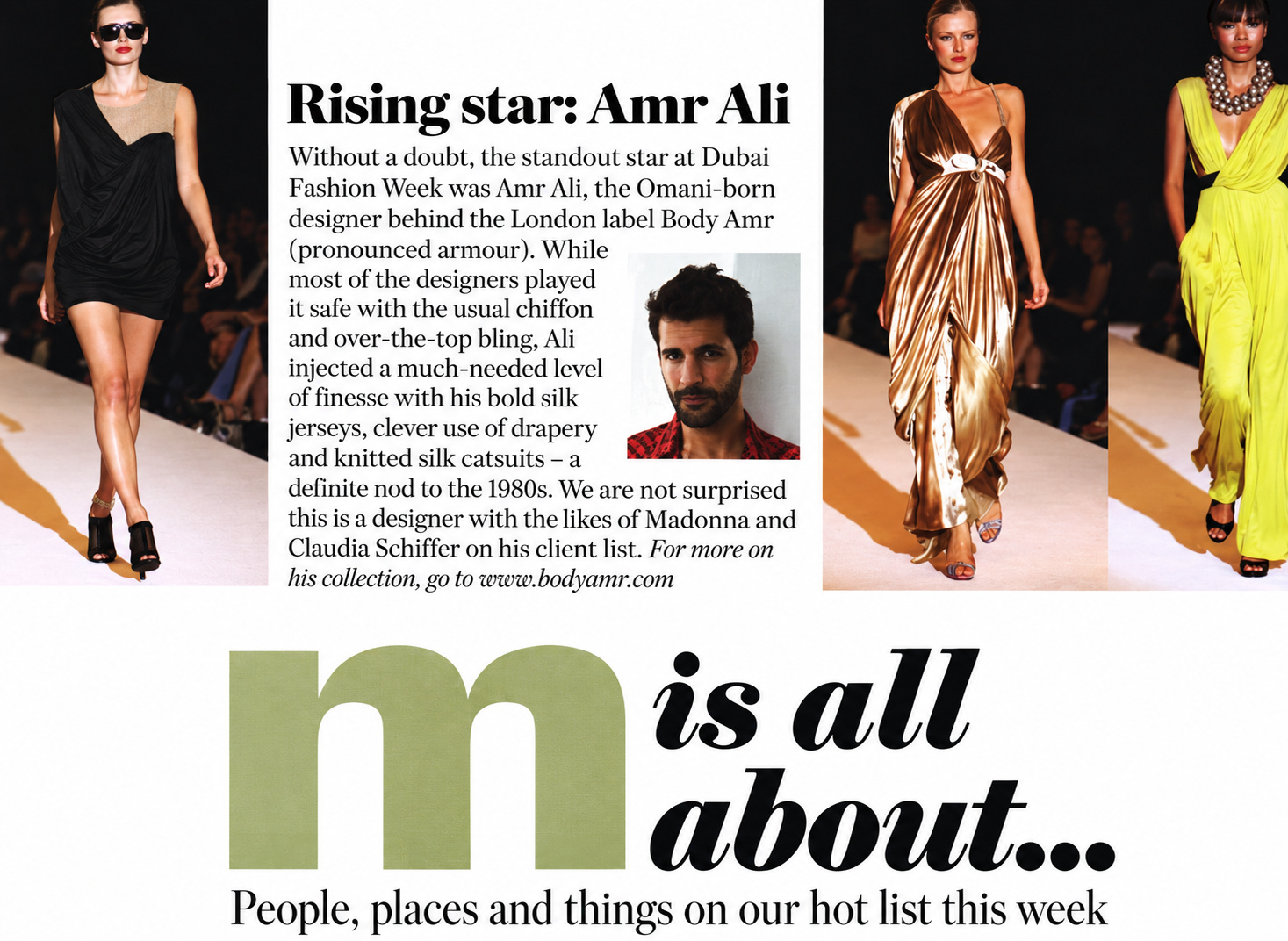 Rising Star — fashion magazine profile of Omani designer Amr Ali and BODYAMR