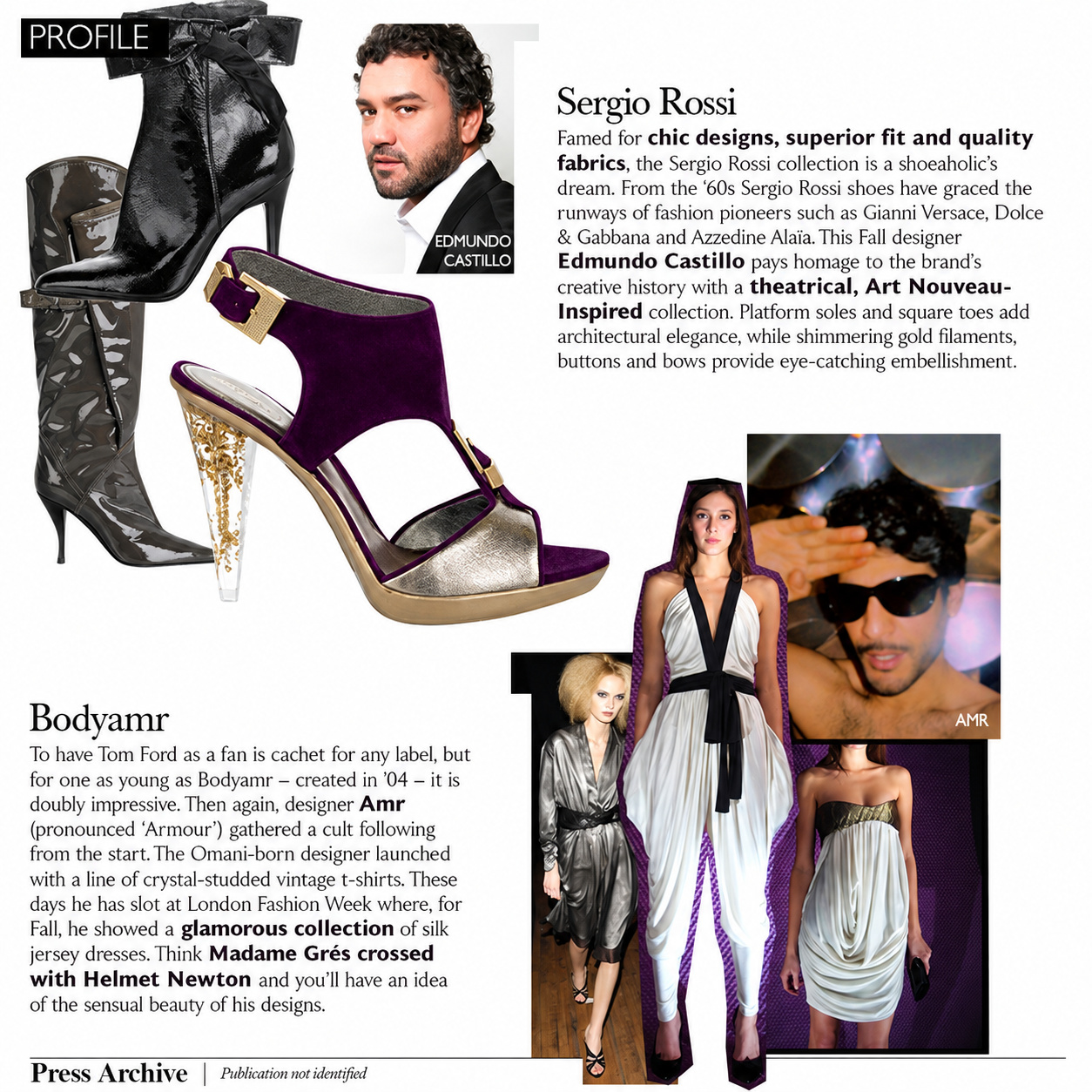 BODYAMR fashion designer profile — original magazine press clipping