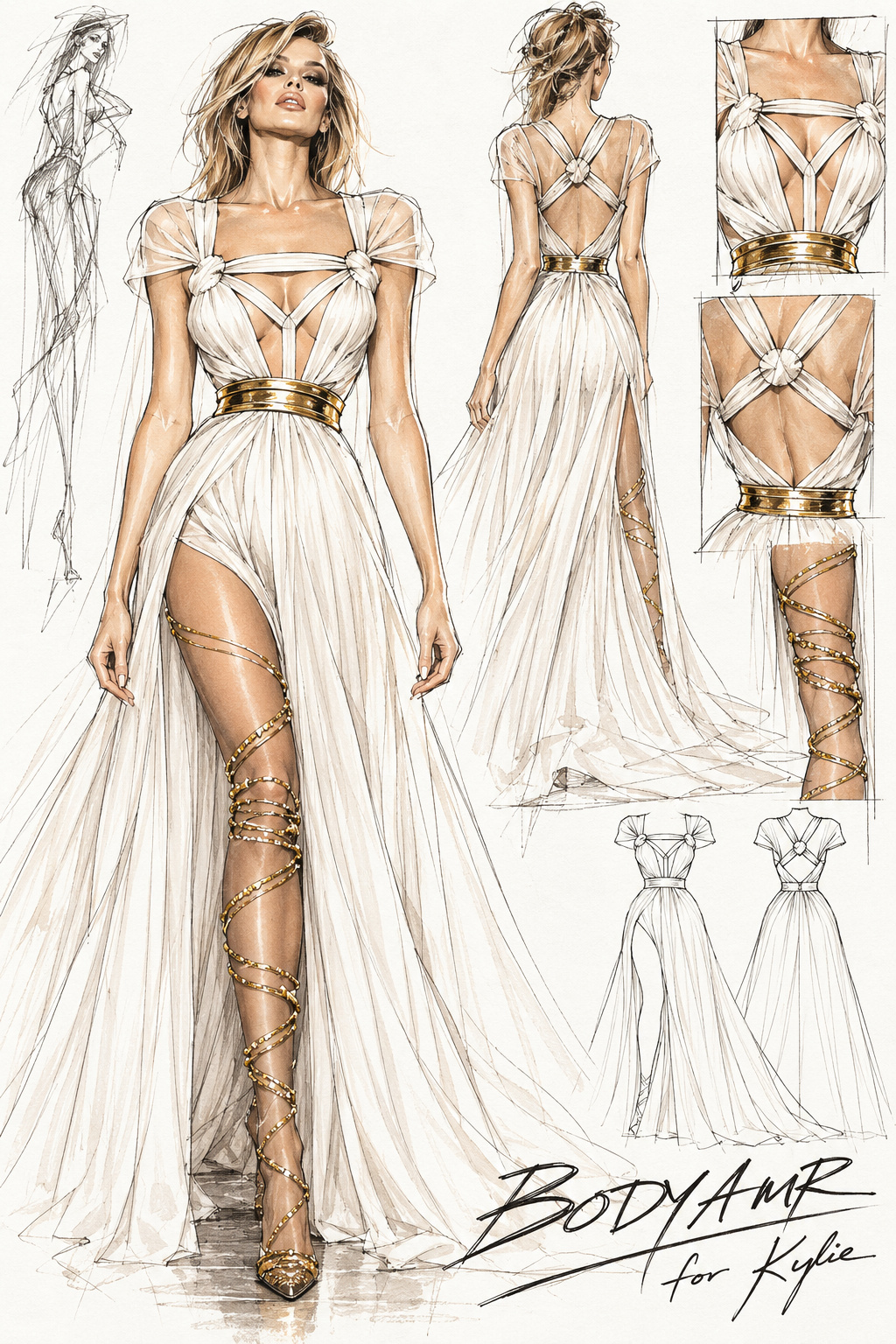 BODYAMR stage costume design illustration for Kylie Minogue