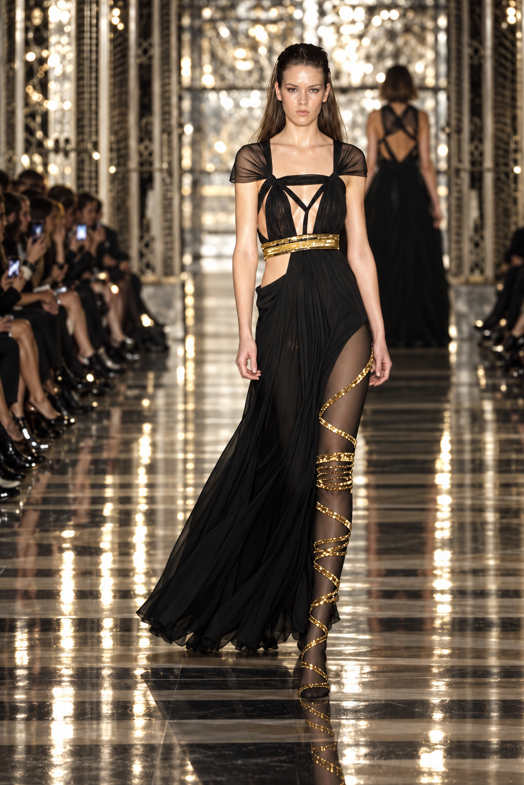 BODYAMR Collection 2013 — Black and gold chiffon evening gown
