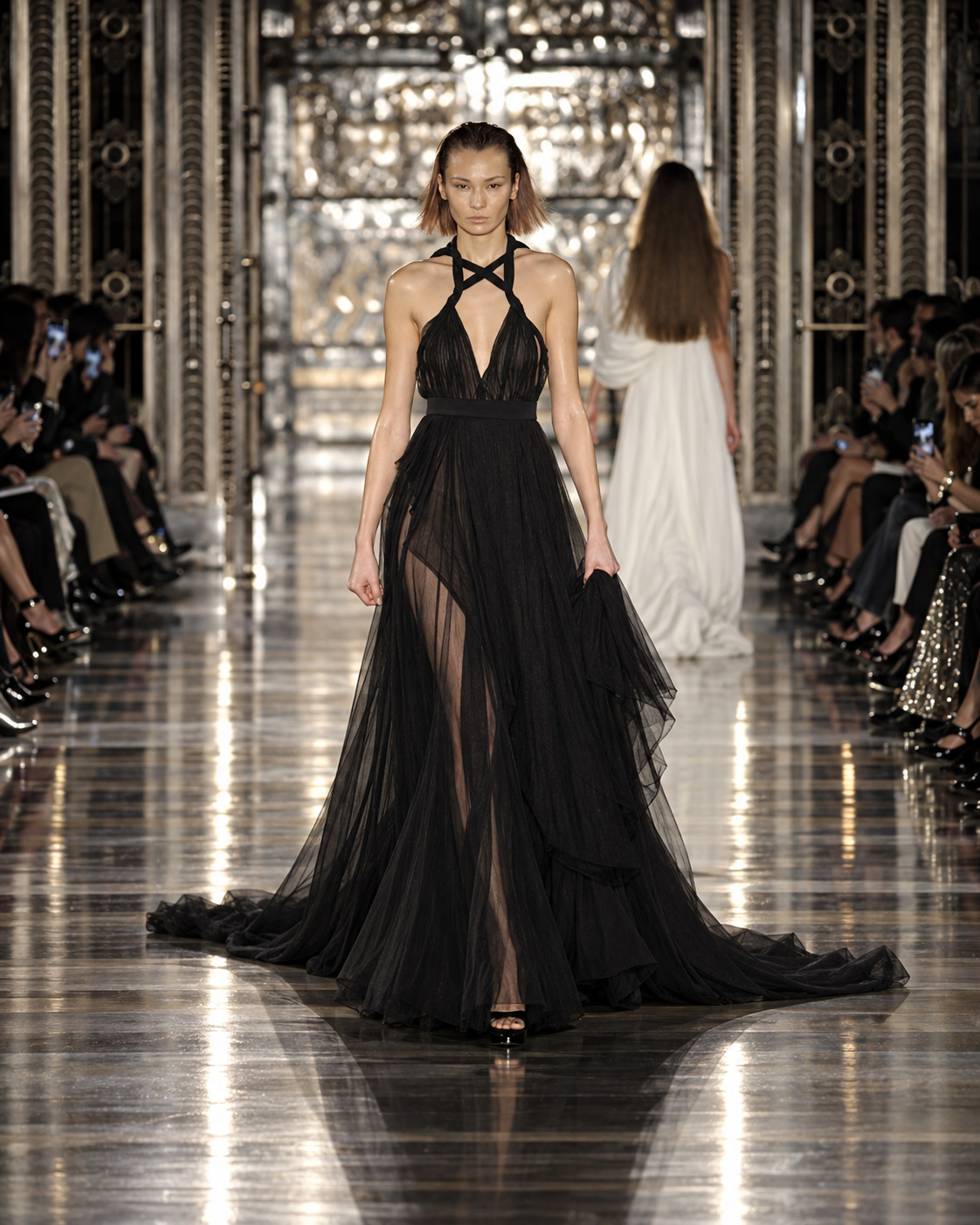 BODYAMR Collection 2013 — Black halter evening gown with train