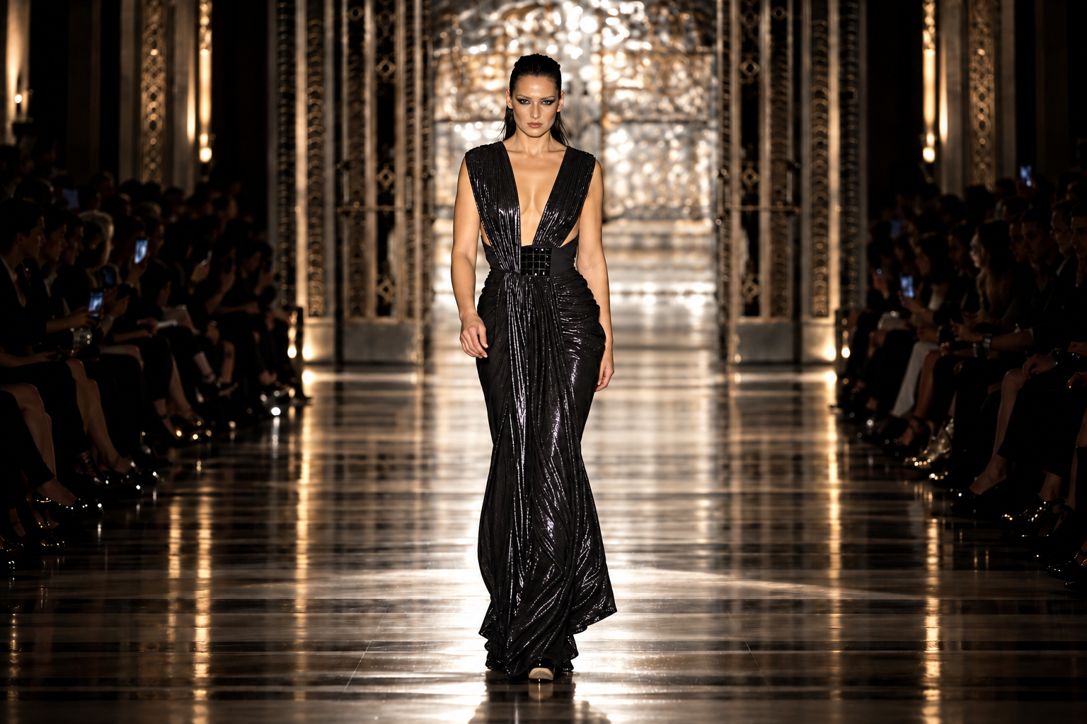 BODYAMR Collection 2013 — Black deep neckline evening gown