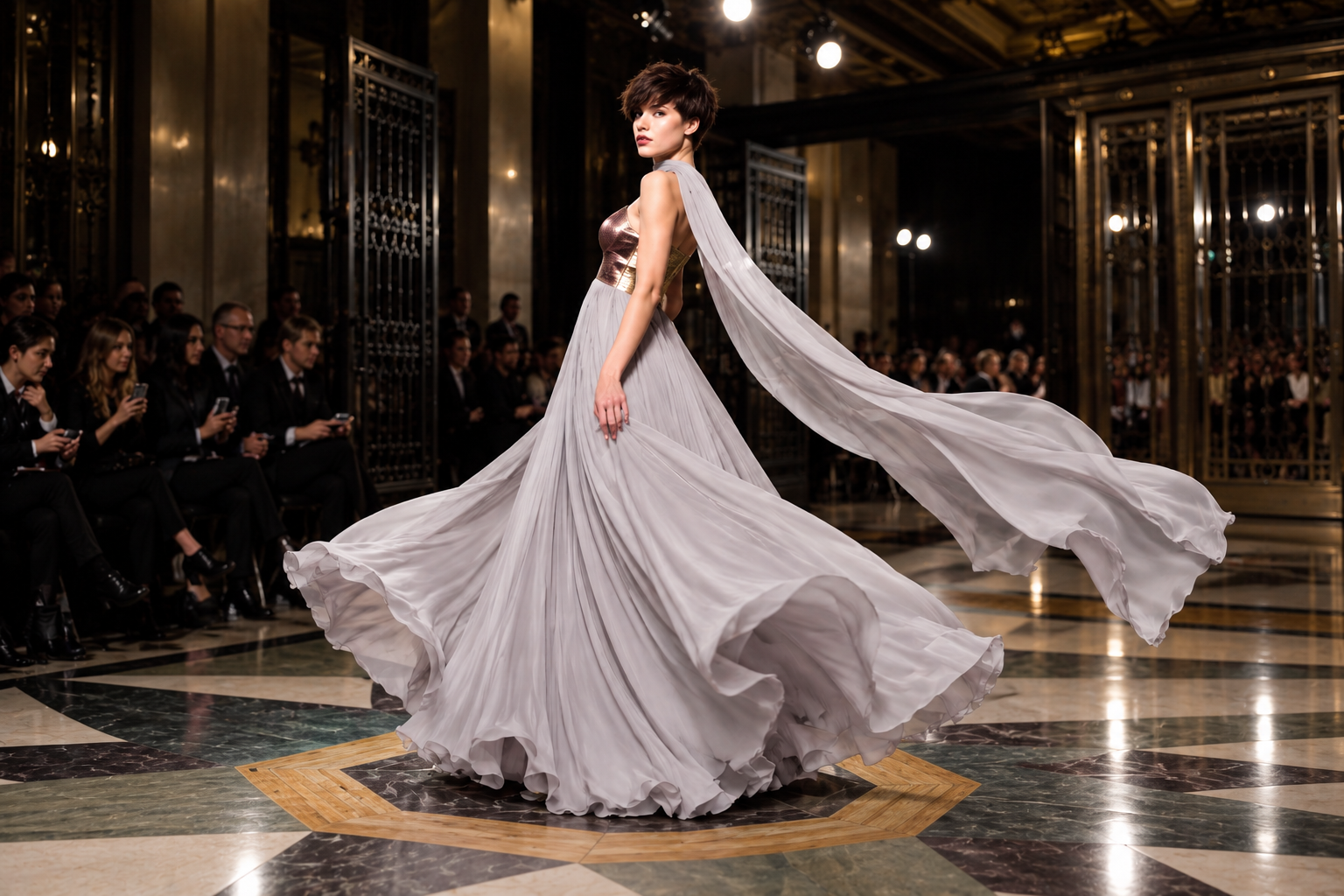 BODYAMR Collection 2013 — Lavender and gold chiffon evening gown