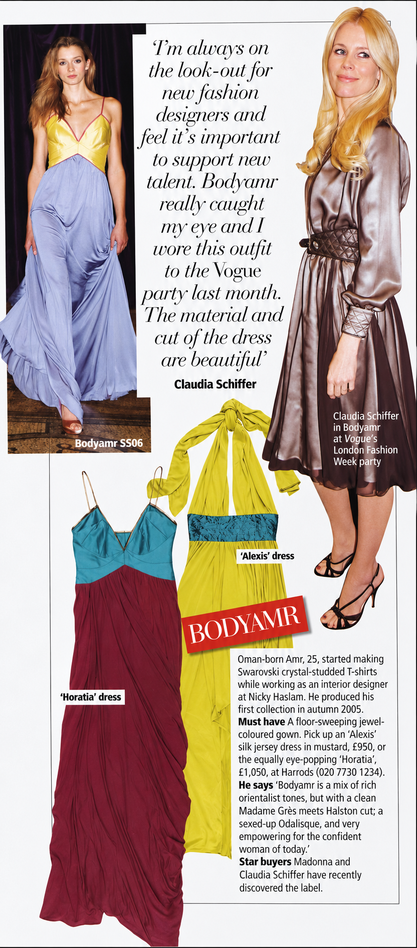 BODYAMR Evening Standard Claudia Schiffer in BODYAMR