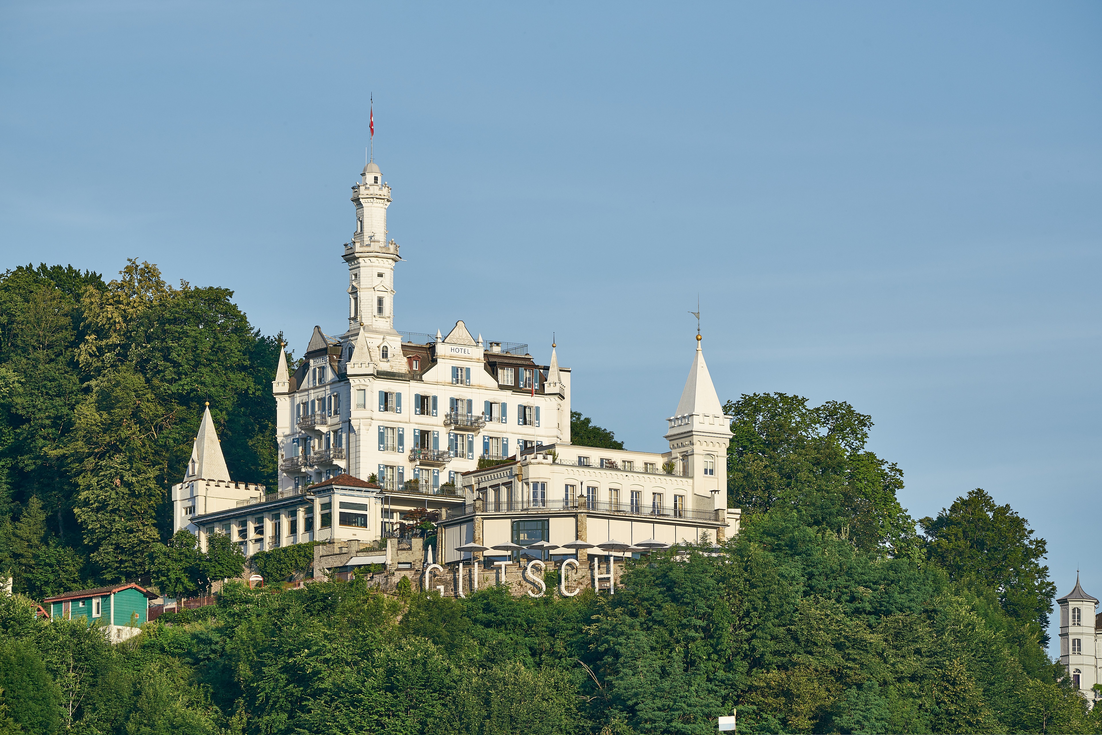 Historic hotel on a hillside above Lucerne, Switzerland