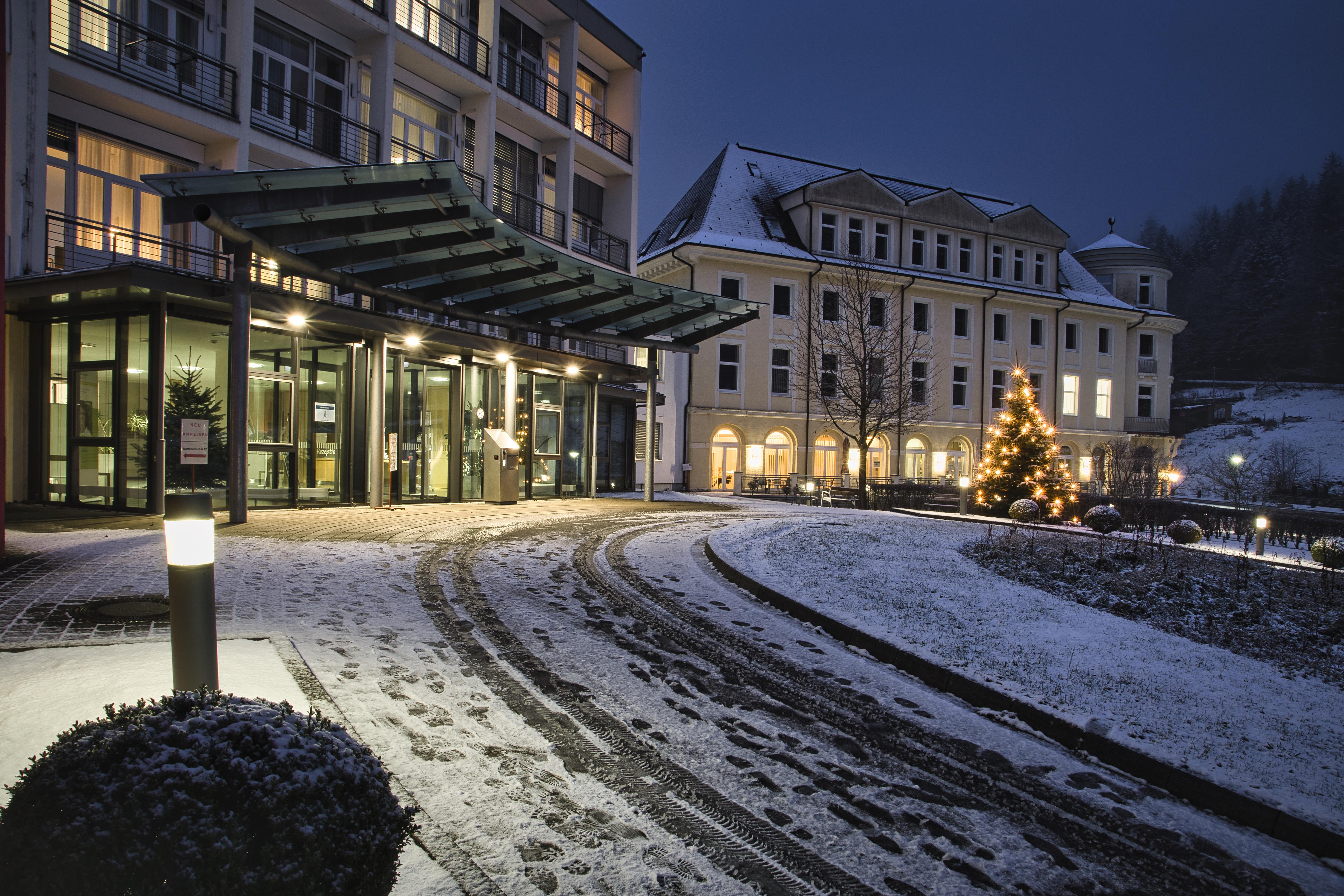 Mountain hotel in winter