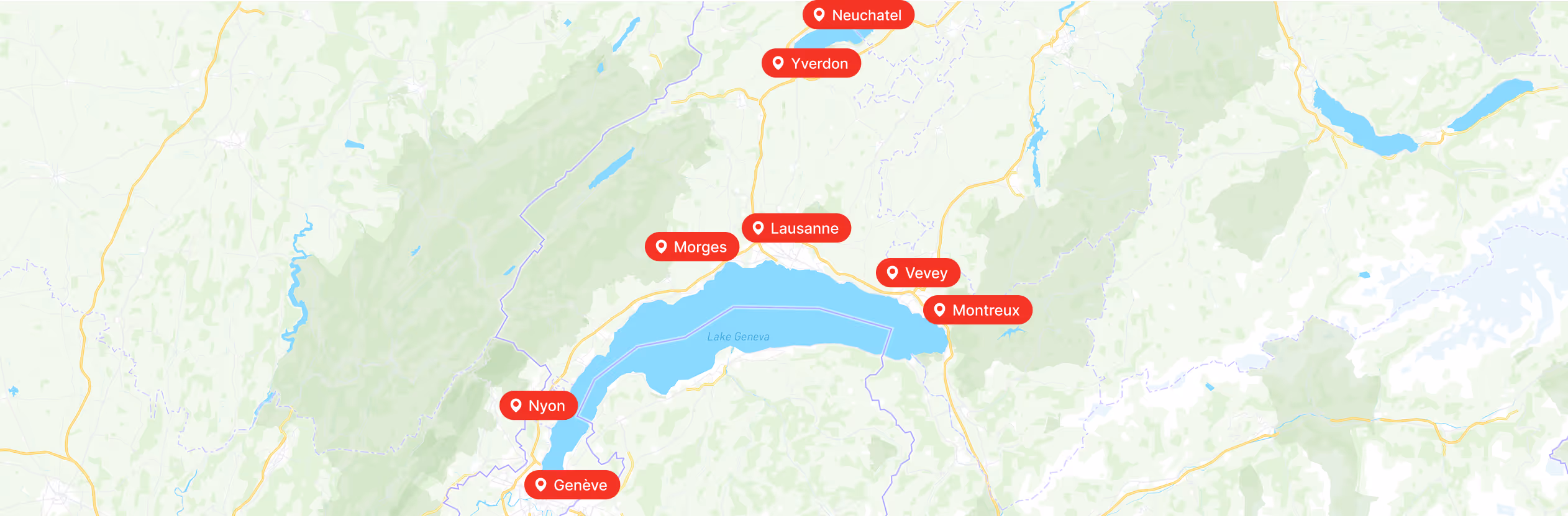 Carte de la zone d’intervention de My Swiss Clean en Suisse romande