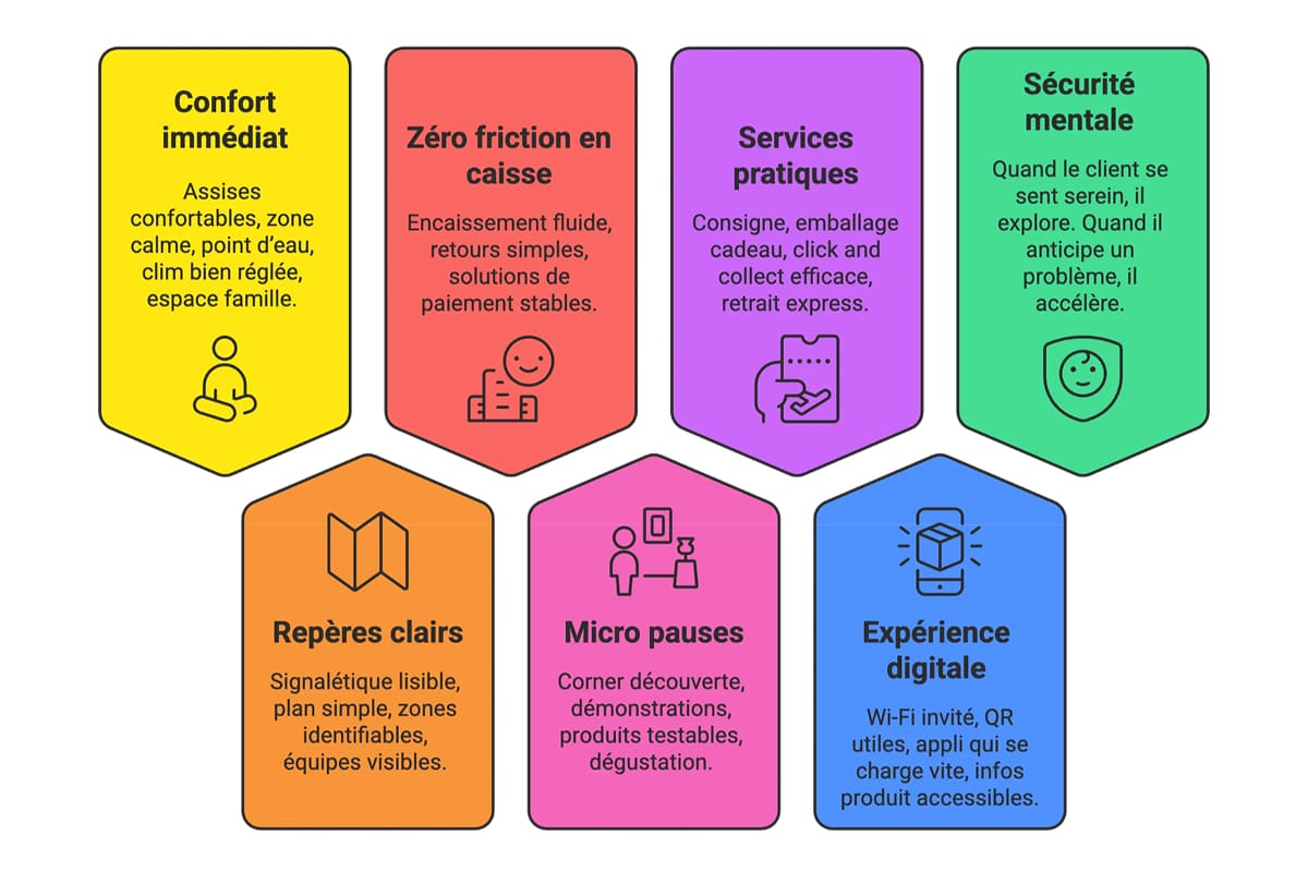 Chart of the 7 levers for extending a customer visit