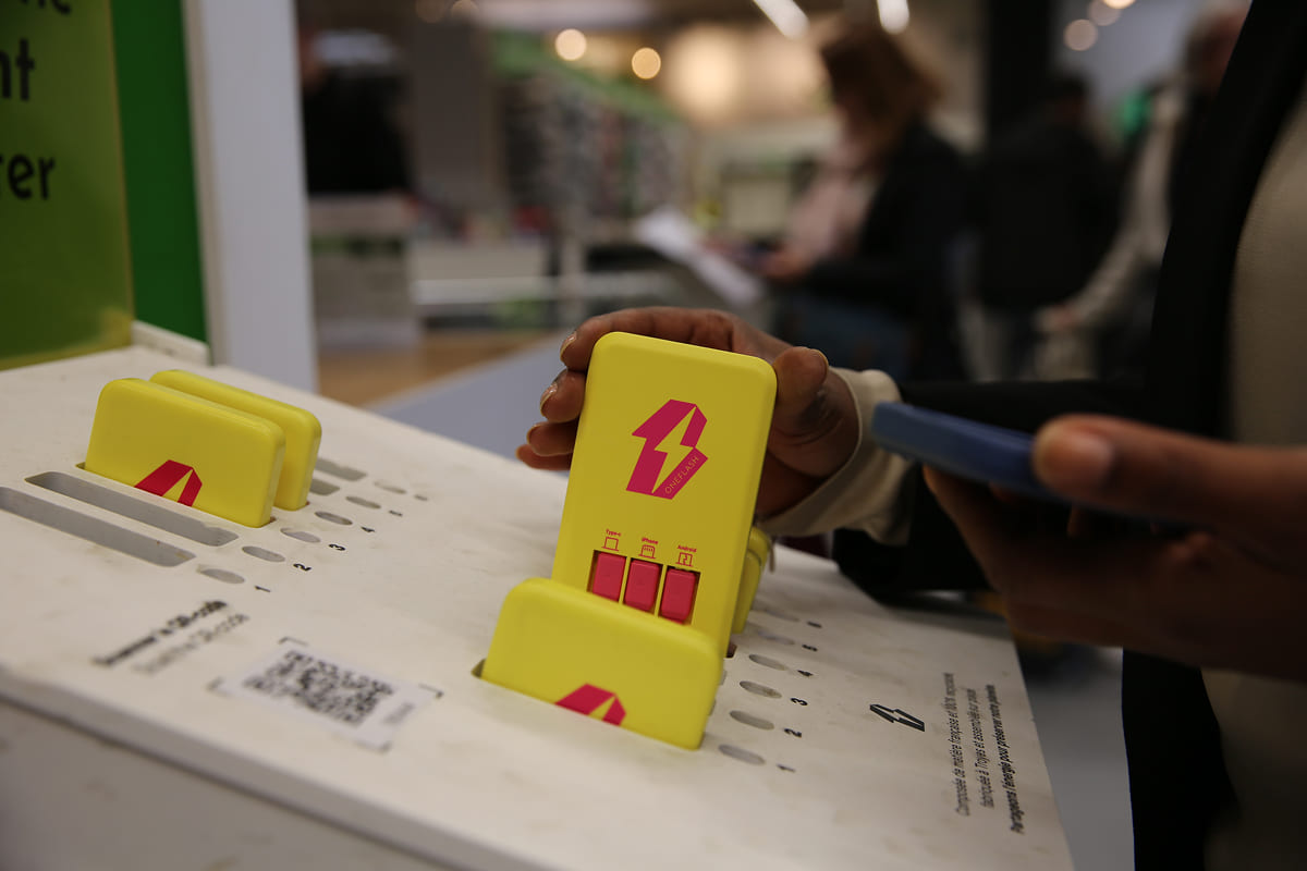 Power banks coming out of a slot