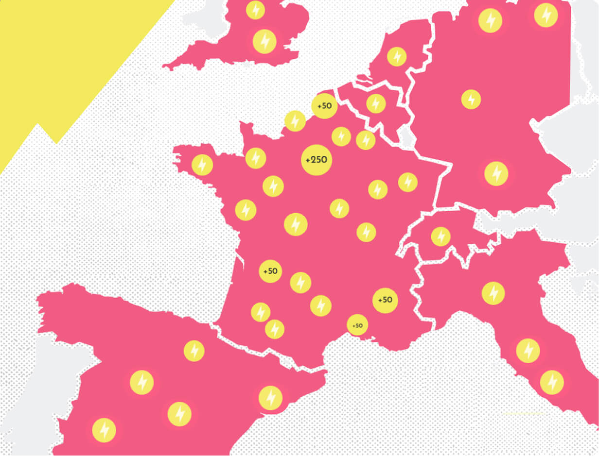 Map of OneFlash's presence in Europe