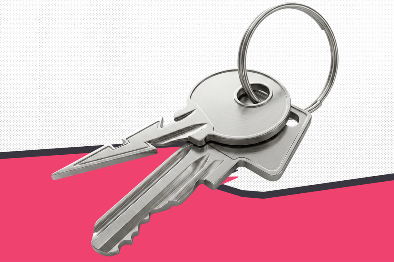 Lightning bolt key on a white background