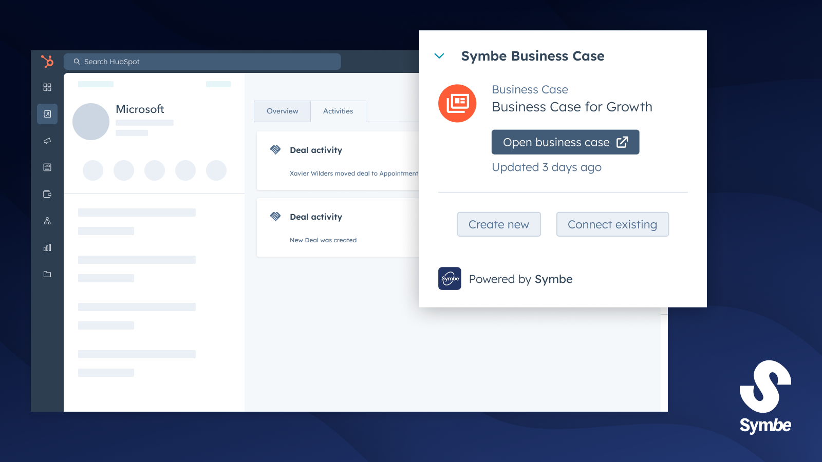Create a Symbe business case in HubSpot