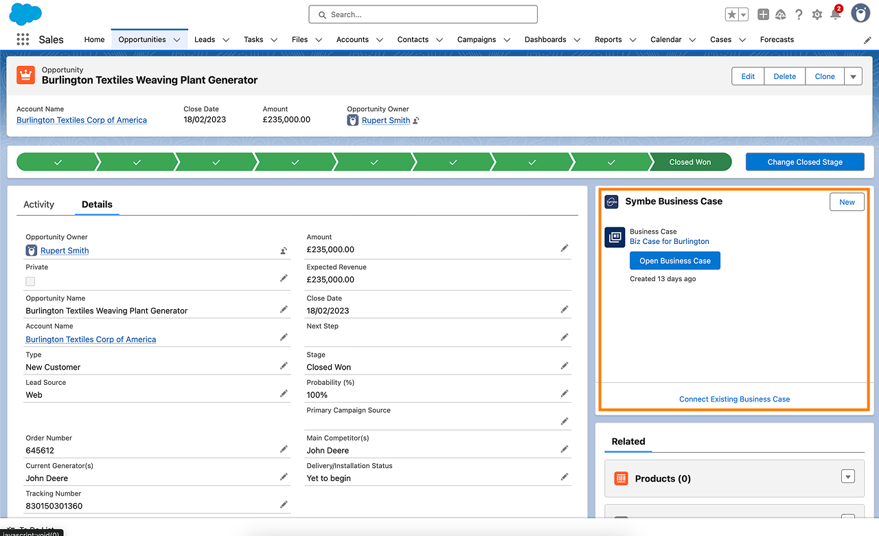 View or modify the business case
