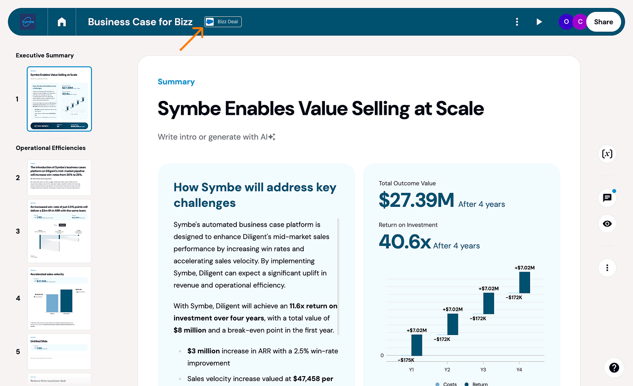 See which opportunity a business case is linked to