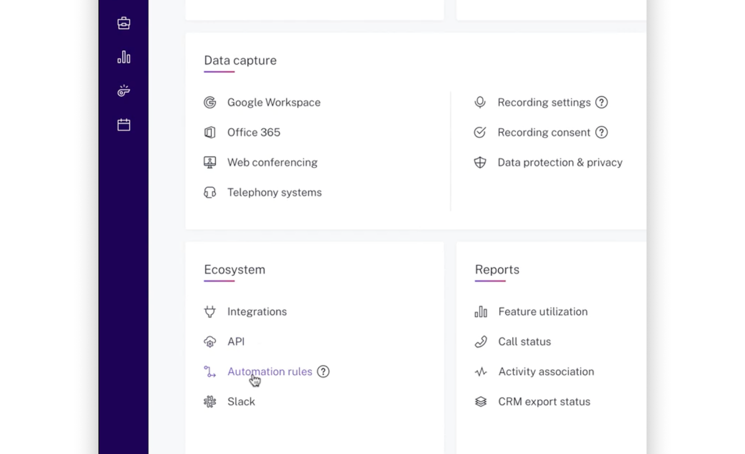 Look for the “Ecosystem” panel, and click on “Automation rules”.