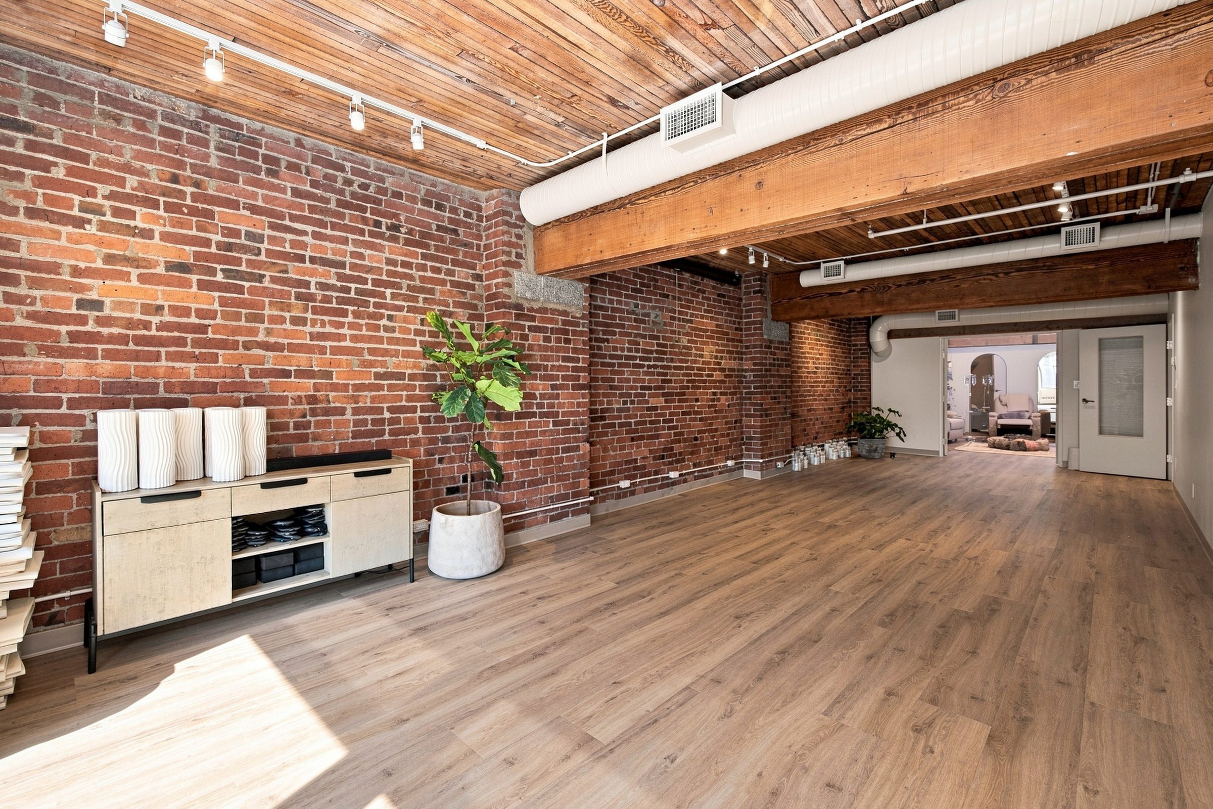 Exposed brick and timber inside Unit 400, 1168 Hamilton Street