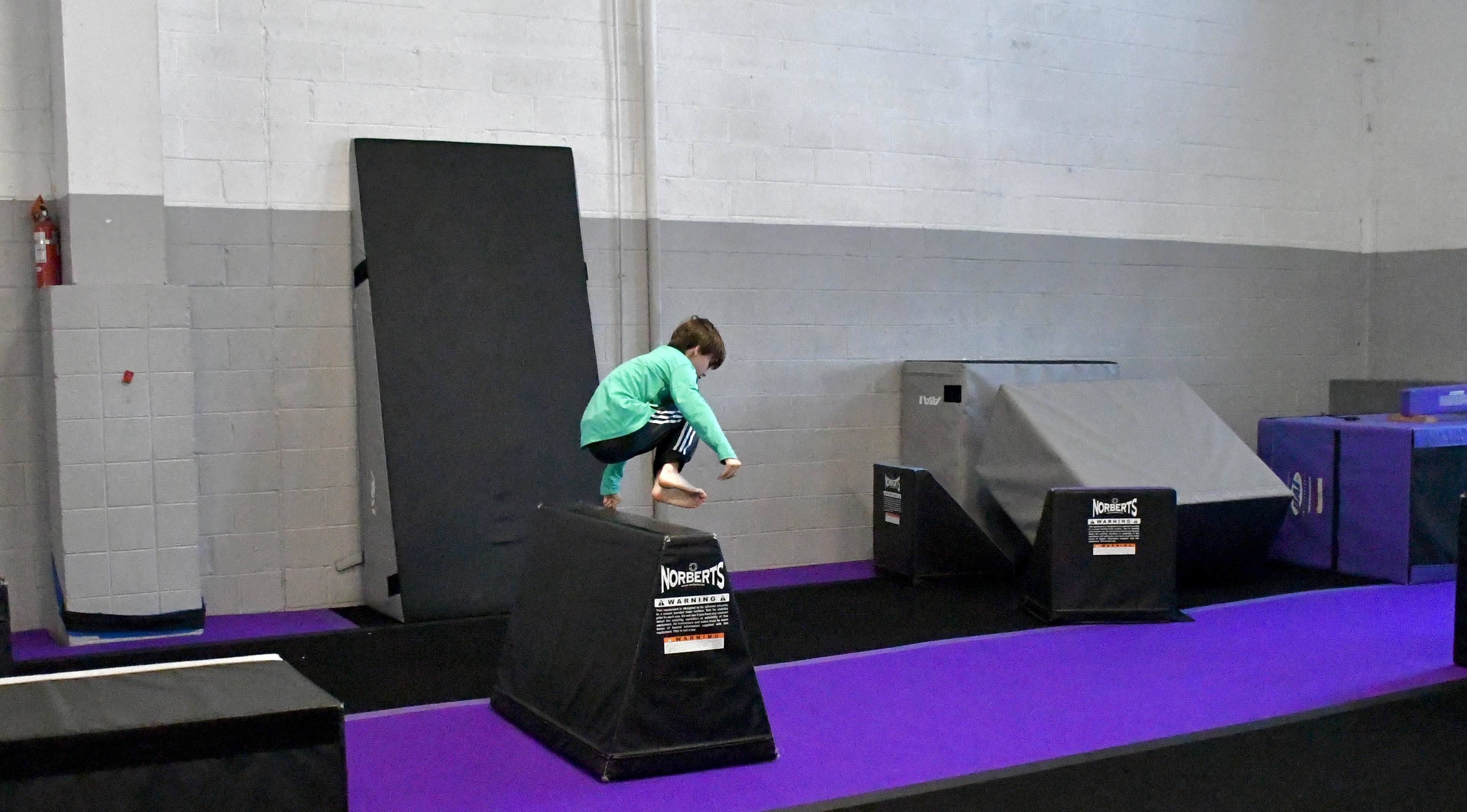 Student training at Bolt Parkour in North Bethesda