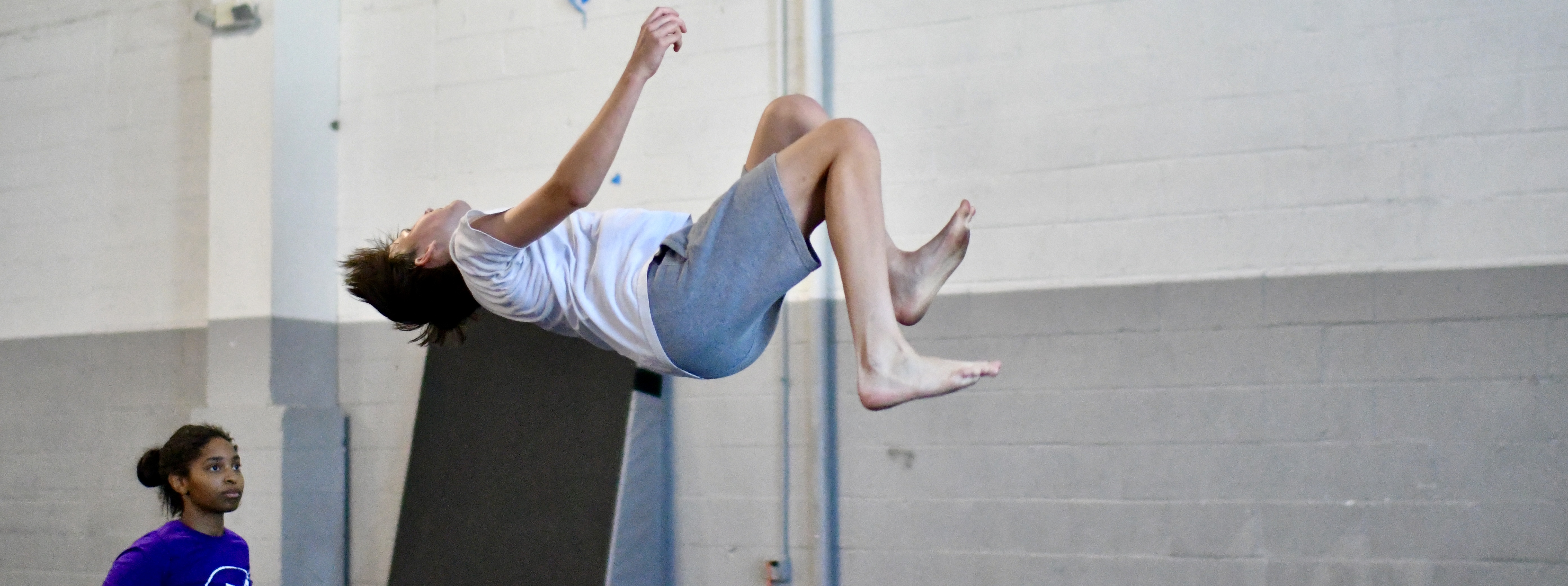 Student training at Bolt Parkour in North Bethesda