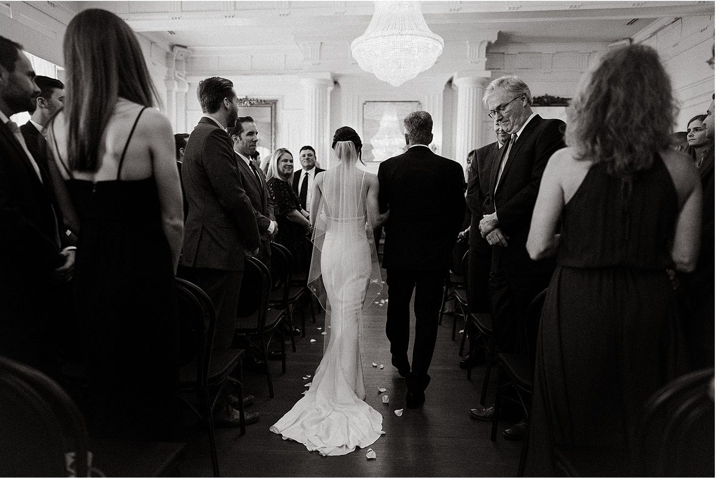 Black and white, the wedding processional