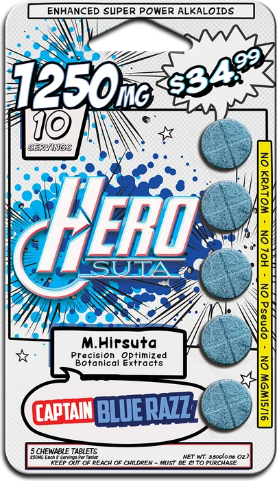 Hero Suta Captain Blue Razz 1250mg chewable tablets