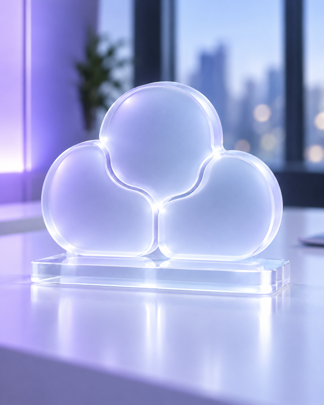 Glass elements joining into one connected cloud