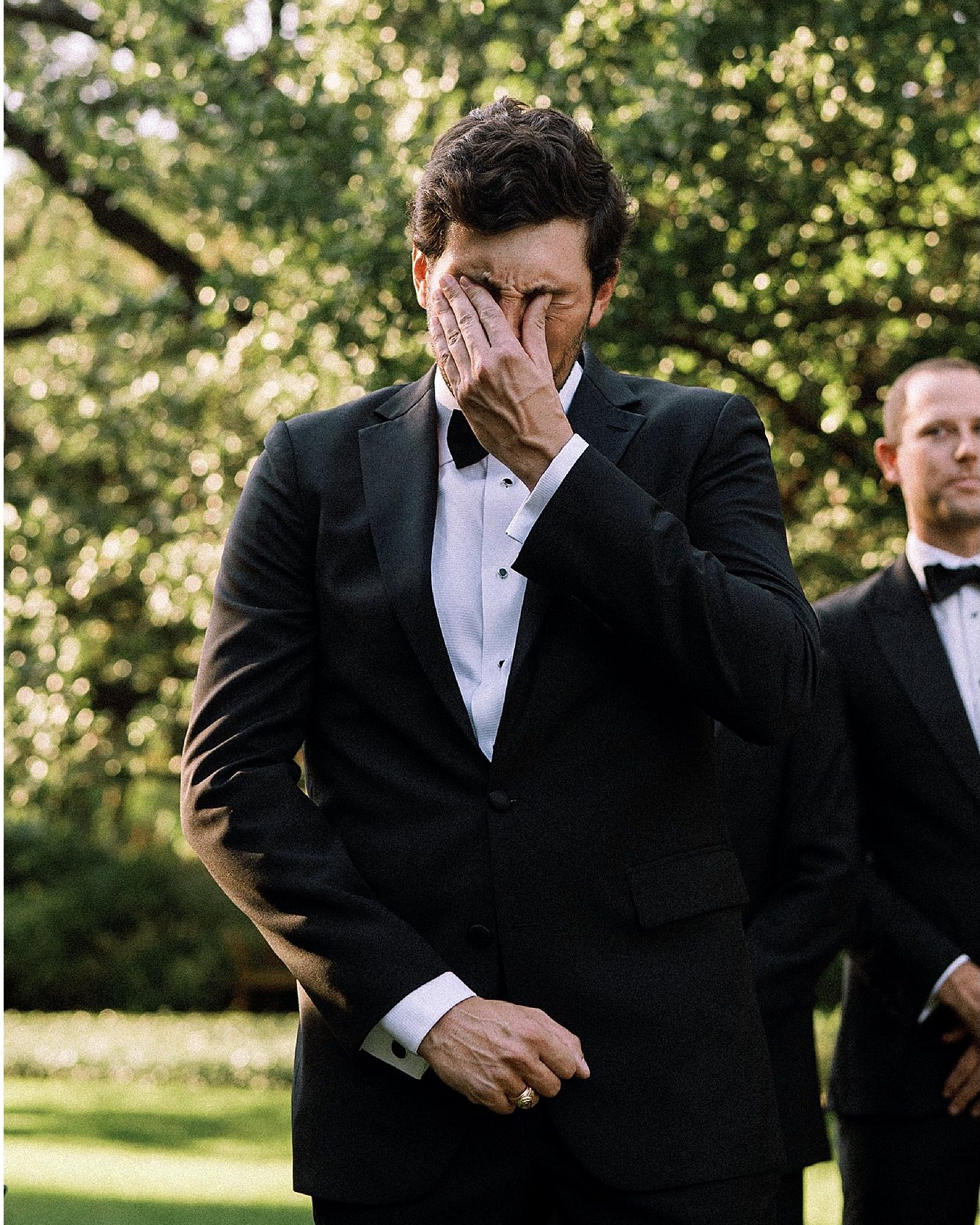 The groom overcome with emotion during the ceremony