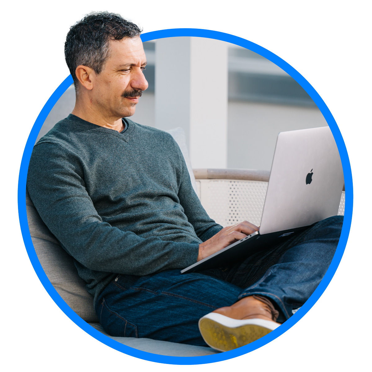 Frank Febbraro on laptop