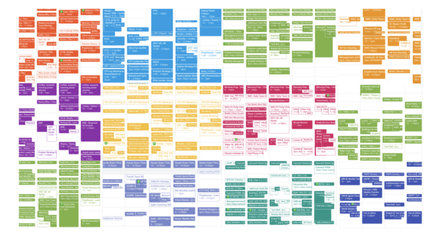Examples of Google calendars filled to the max