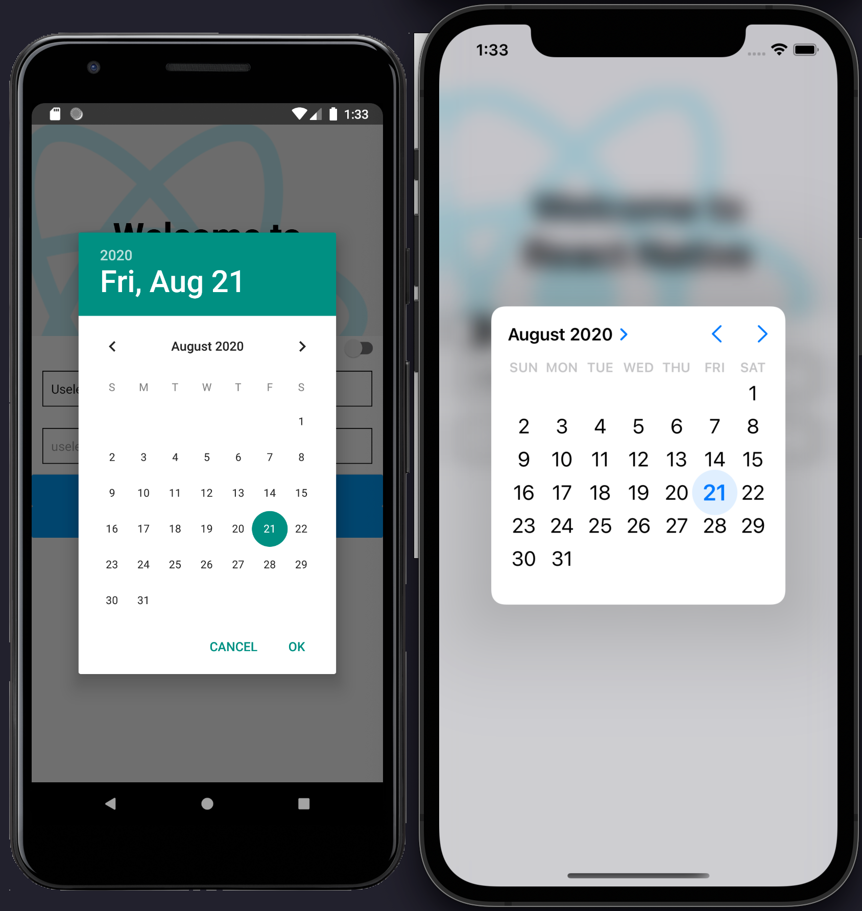 Examples of UX for a calendar on mobile device