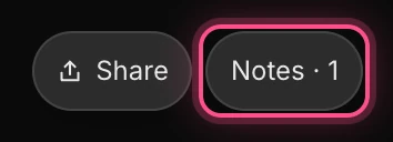 The Notes · 1 button in the top bar, highlighted