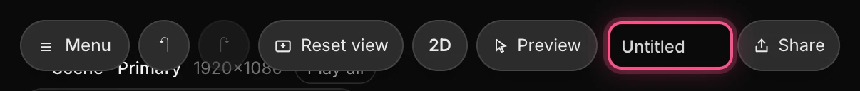 The project name field in the top bar, showing Untitled, highlighted