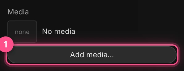 The Media row in Panel Fill with the Add media button numbered