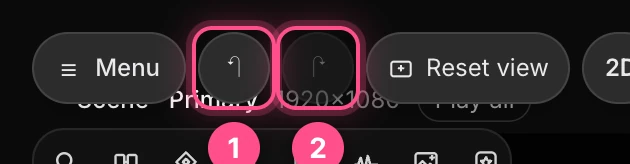 The Undo and Redo arrows in the top bar, numbered