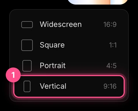 New file's menu of shapes, with Vertical numbered