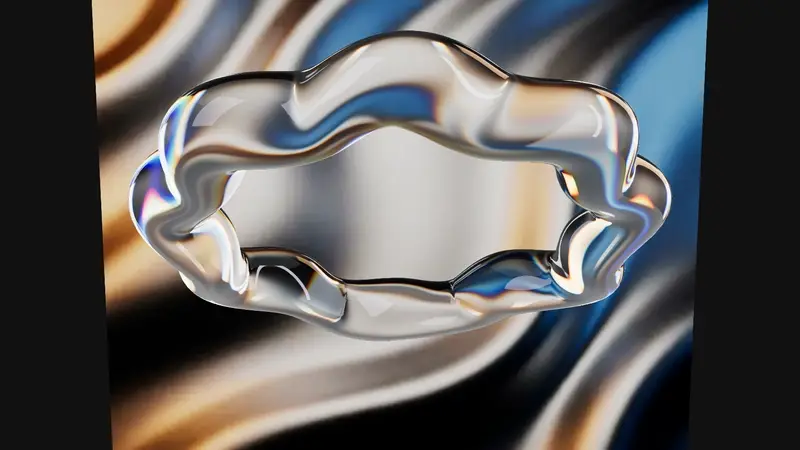 A glass tube's waves rippling round the loop over an abstract picture