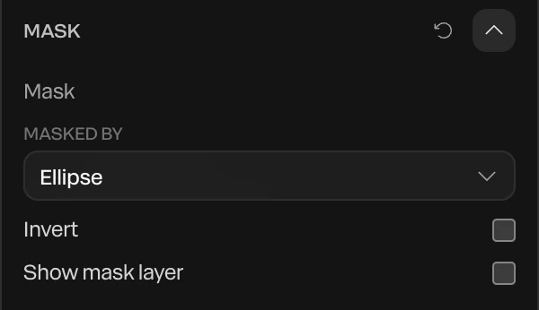 The Mask section: Masked by set to Ellipse, with Invert and Show mask layer