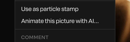 A layer's right-click menu with Animate this picture with AI…
