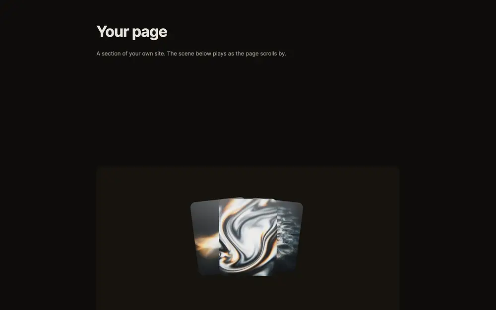 A plain web page scrolling past an embedded piece: the stack of cards fans out as the page scrolls by, and gathers again on the way back