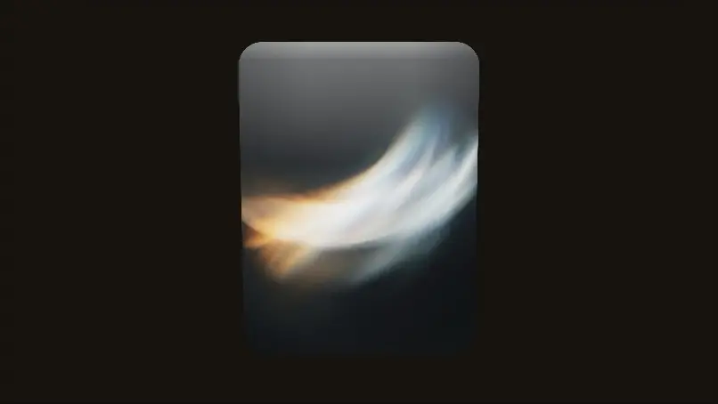 The finished card in Preview: it grows and comes forward as the pointer arrives, dips when clicked, and settles back when the pointer leaves