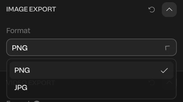 Image Export's Format list: PNG and JPG