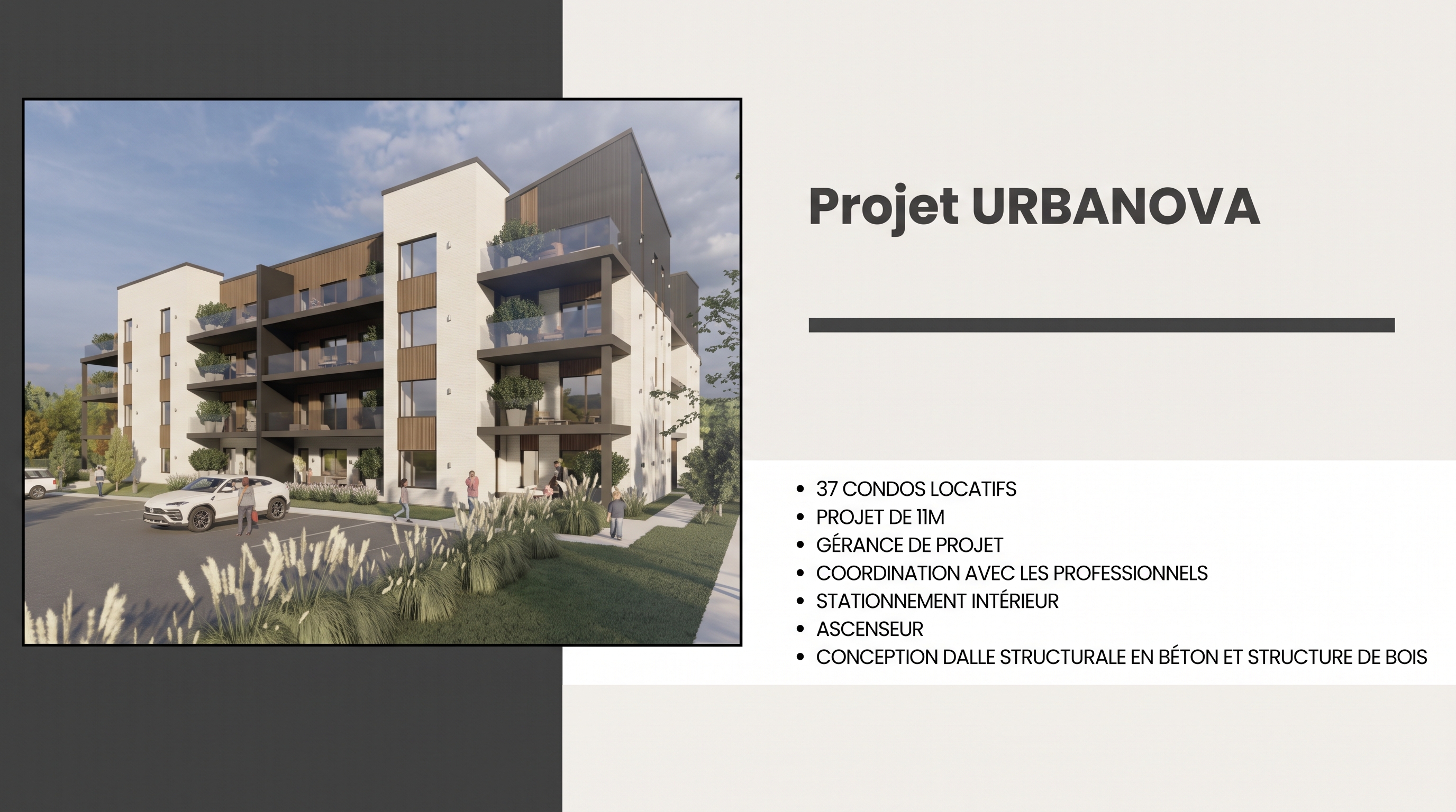 Projet URBANOVA : 37 condos locatifs, projet de 11M, gérance de projet
