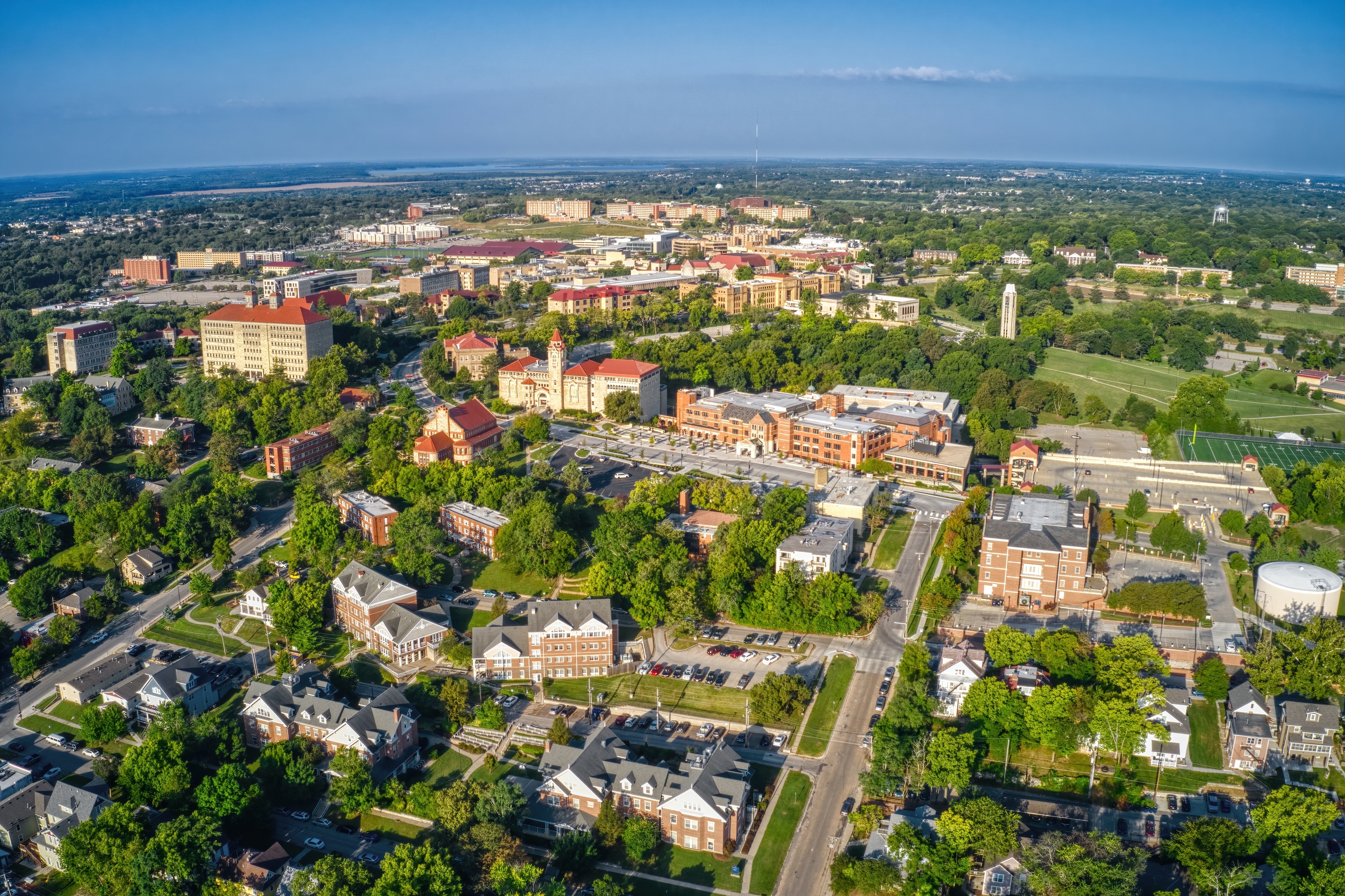 Aerial View of Lawrence, Kansas stock photo