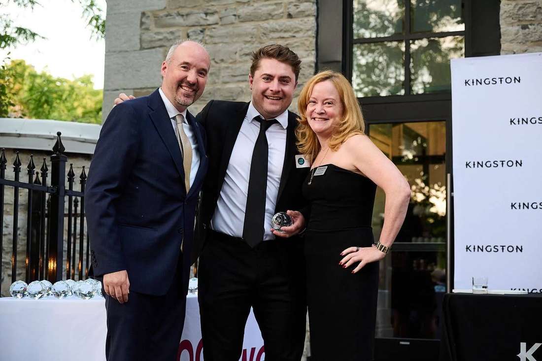 Darcy receiving his 2025 Kingston 40 Under 40 award