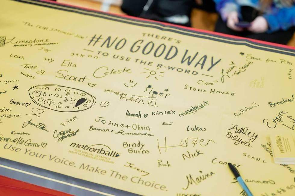 The signed motionball pledge banner